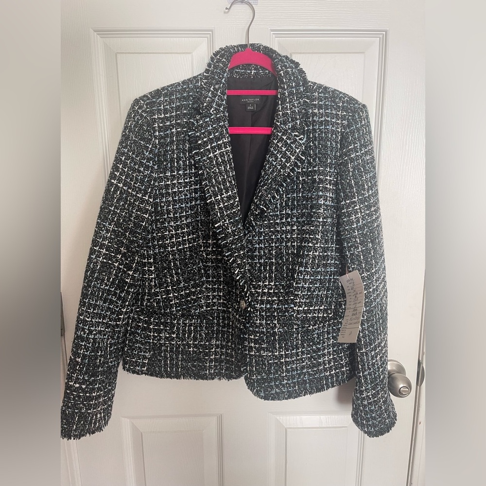 Ann Taylor Monochrome Tweed Blazer